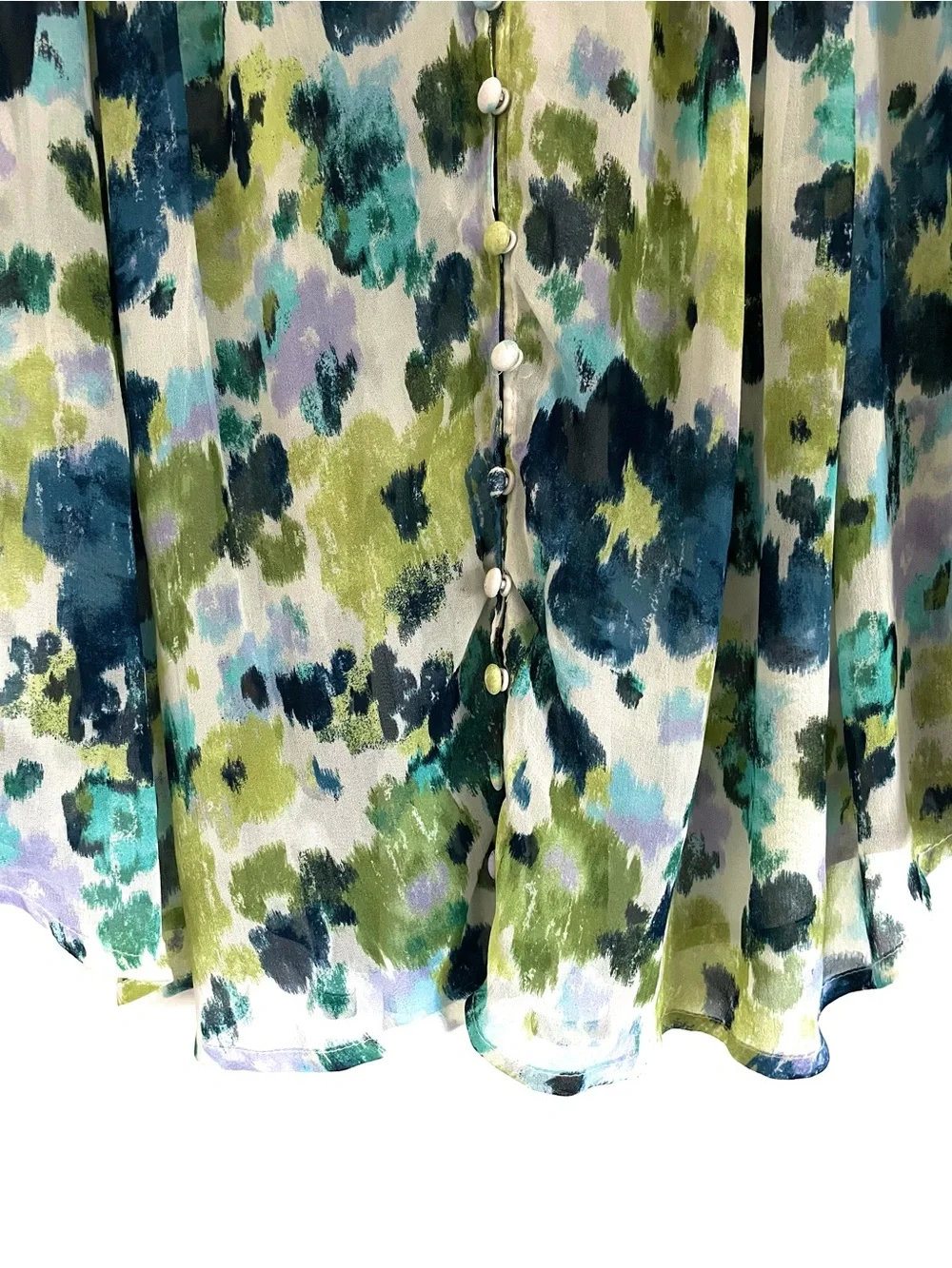 NWT The Estela Sheer Printed Blouse: Short Sleeve Edition Blue Floral SP Boho